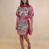 Kaftan 40 Marrero - kaftan silk/viscose Floral Arabesca - fuxia