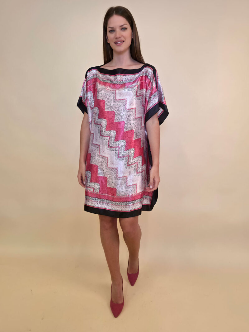 Kaftan 40 Marrero - kaftan silk/viscose Zig Zag - fuxia
