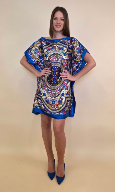 Kaftan 40 Marrero - kaftan silk/viscose Floral Arabesca - royal