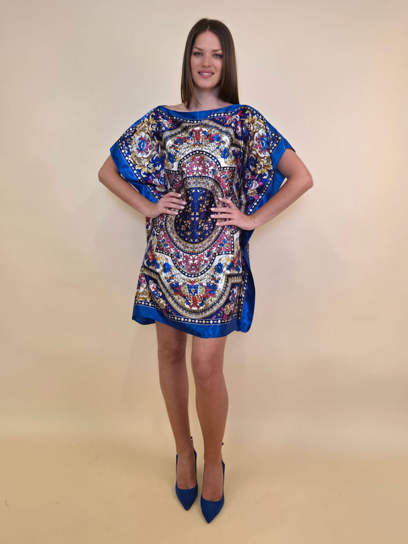 Kaftan 40 Marrero - kaftan silk/viscose Floral Arabesca - royal