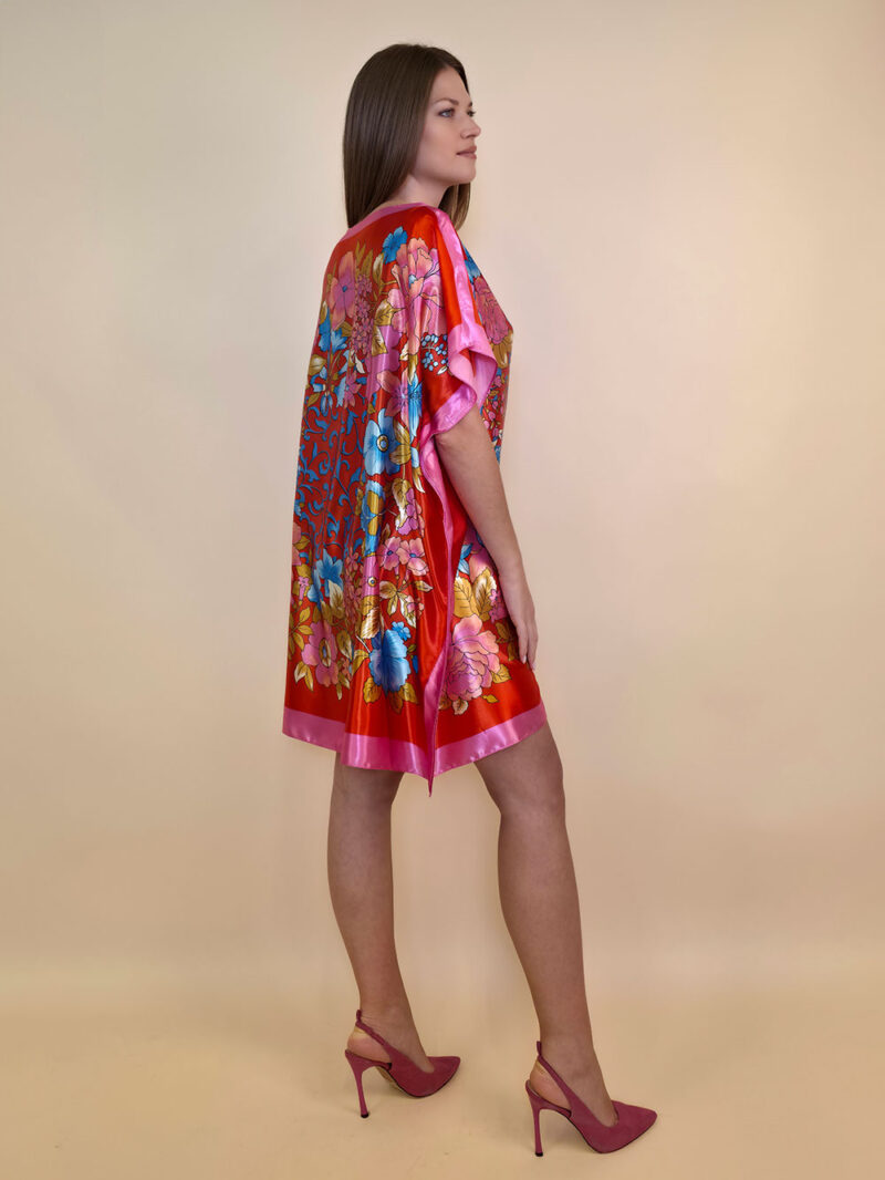 Kaftan 40 Marrero - kaftan silk/viscose Peonies - red