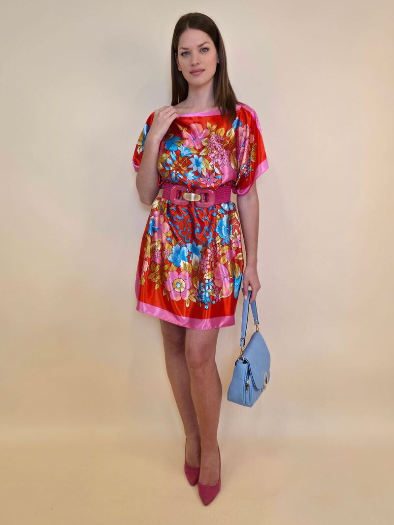 Kaftan 40 Marrero - kaftan silk/viscose Peonies - red