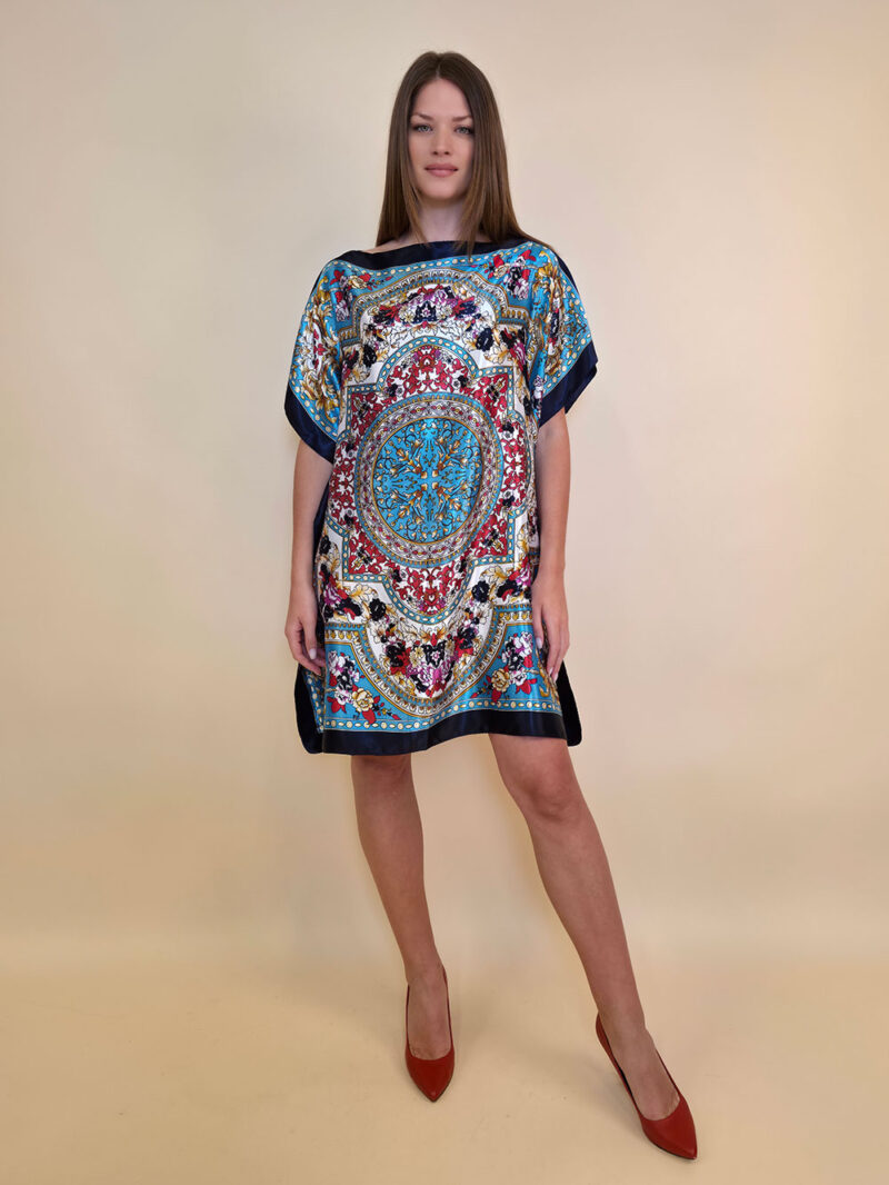 Kaftan 40 Marrero - kaftan silk/viscose Floral Arabesca - navy