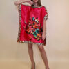 Kaftan 40 Marrero - kaftan silk/viscose Roses/Animal - fuxia