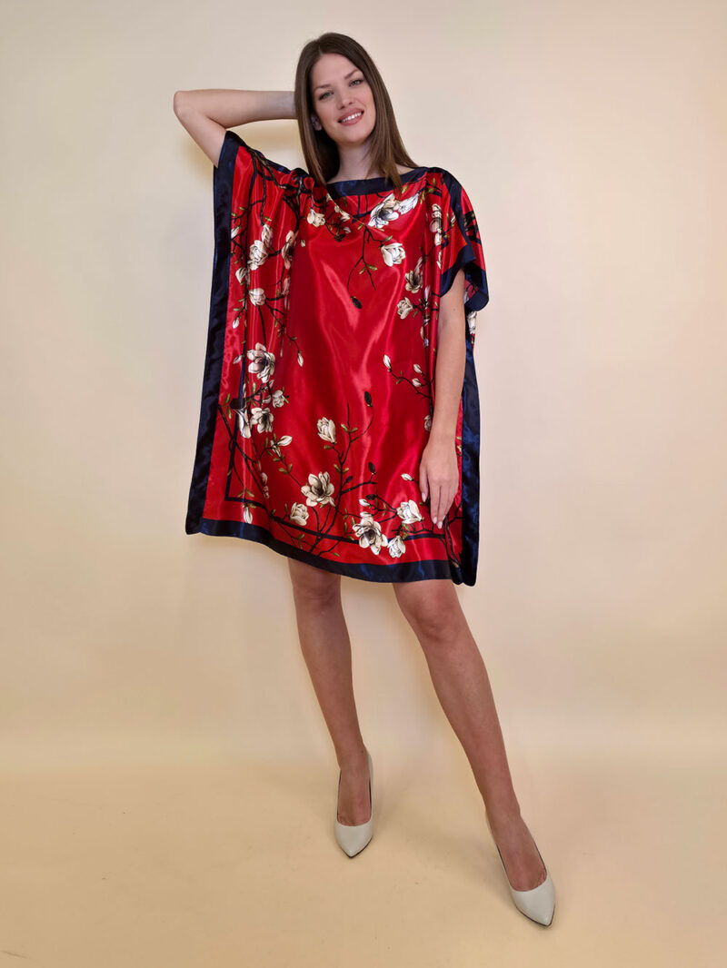 Kaftan 40 Marrero - kaftan silk/viscose Magnolias - red