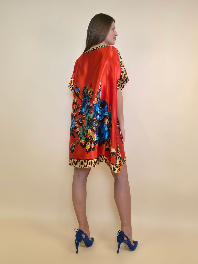 Kaftan 40 Marrero - kaftan silk/viscose Roses/Animal - red