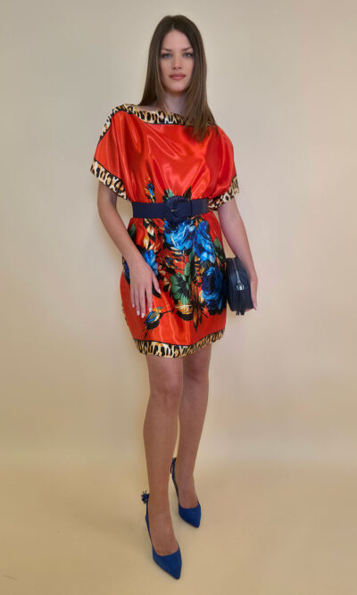 Kaftan 40 Marrero - kaftan silk/viscose Roses/Animal - red