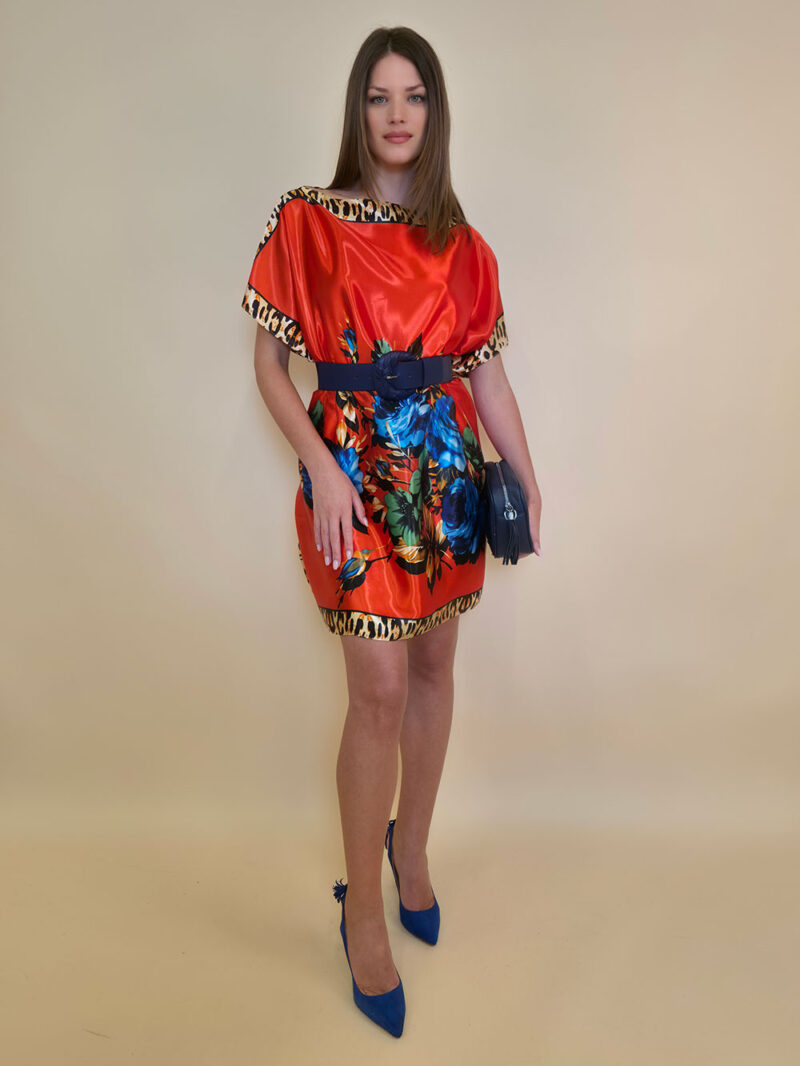 Kaftan 40 Marrero - kaftan silk/viscose Roses/Animal - red