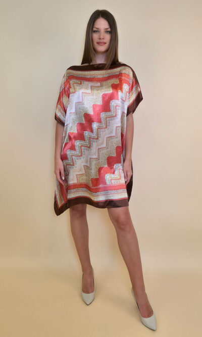 Kaftan 40 Marrero - kaftan silk/viscose Zig Zag - Watermelon