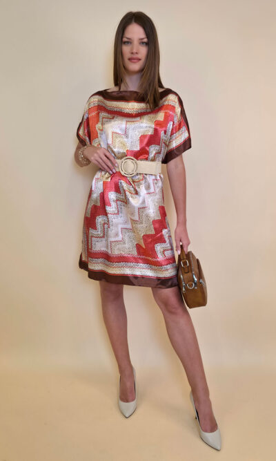Kaftan 40 Marrero - kaftan silk/viscose Zig Zag - Watermelon