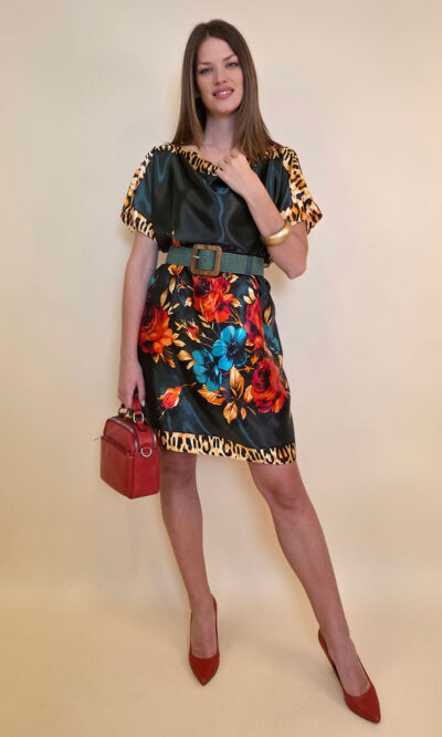 Kaftan 40 Marrero - kaftan silk/viscose Roses/Animal - b.green