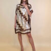 Kaftan 40 Marrero - kaftan silk/viscose Zig Zag - brown
