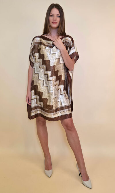 Kaftan 40 Marrero - kaftan silk/viscose Zig Zag - brown