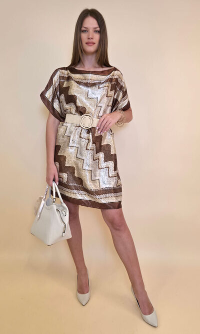 Kaftan 40 Marrero - kaftan silk/viscose Zig Zag - brown