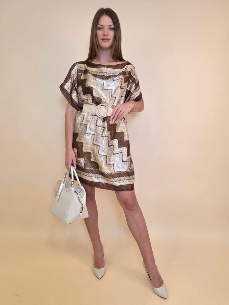 Kaftan 40 Marrero - kaftan silk/viscose Zig Zag - brown