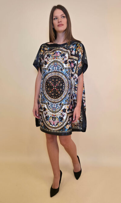 Kaftan 40 Marrero - kaftan silk/viscose Floral Arabesca - black
