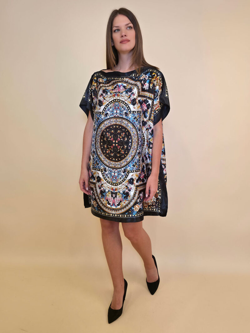 Kaftan 40 Marrero - kaftan silk/viscose Floral Arabesca - black