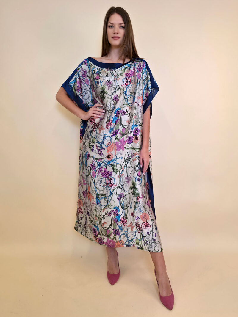 Kaftan 40 El Dorado - silk/viscose Multiflowers - navy