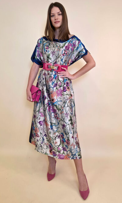 Kaftan 40 El Dorado - silk/viscose Multiflowers - navy