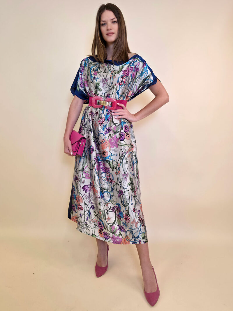 Kaftan 40 El Dorado - silk/viscose Multiflowers - navy