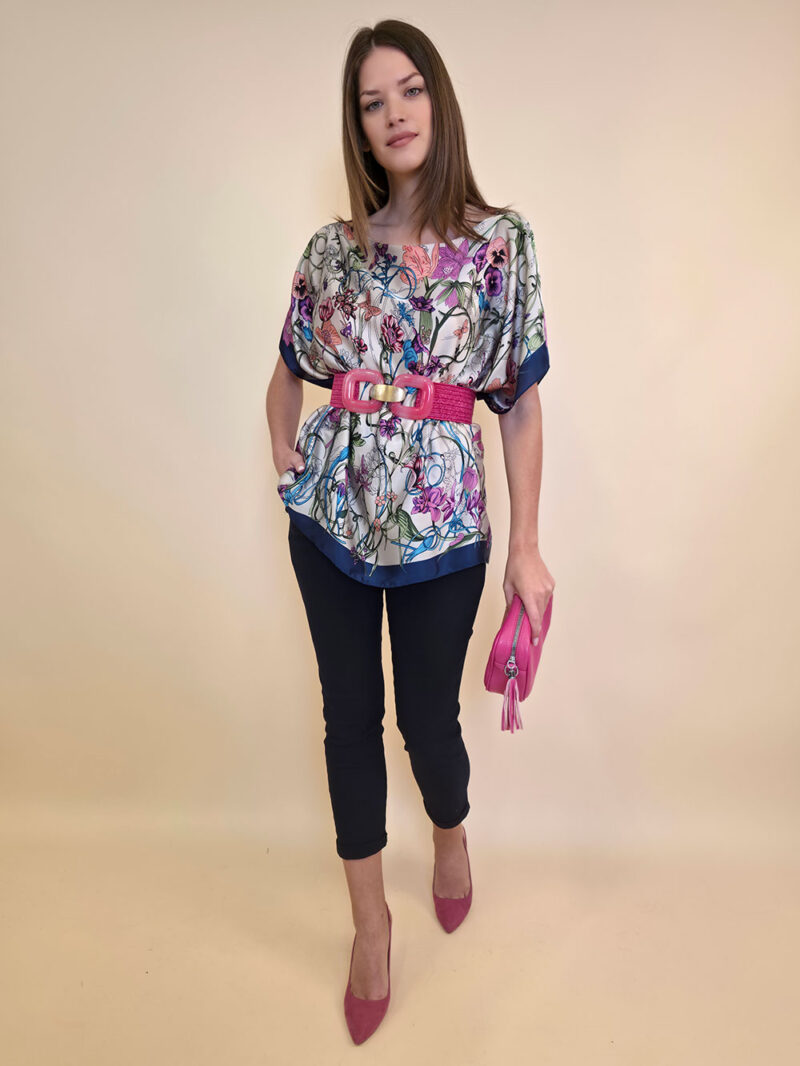 Tunika 32 Los Alamos - kaftan silk/viscose Multiflowers - navy
