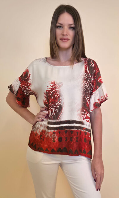 Tunika 32 Minden - viscose print - india red