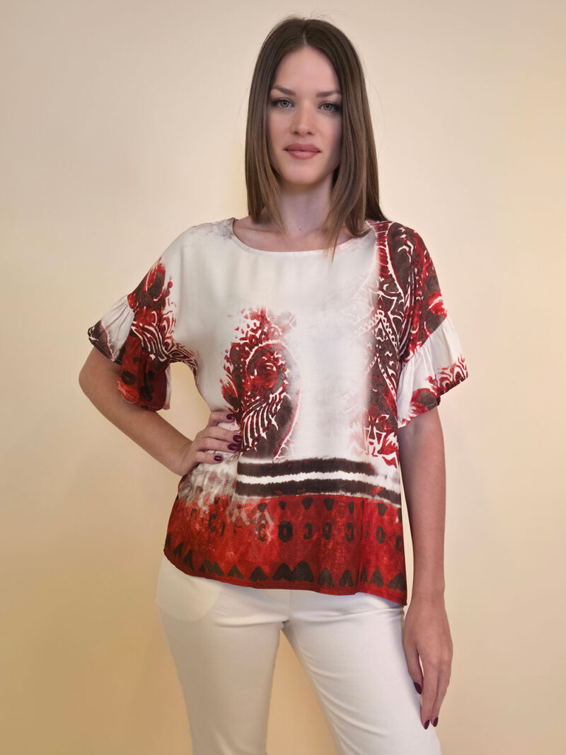 Tunika 32 Minden - viscose print - india red