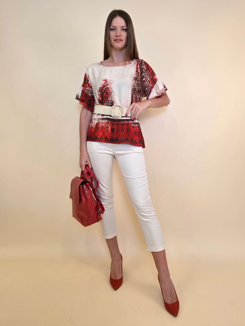 Tunika 32 Minden - viscose print - india red