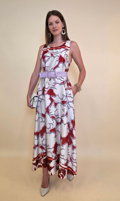 Haljina 60 Cecilia - saten print - india red