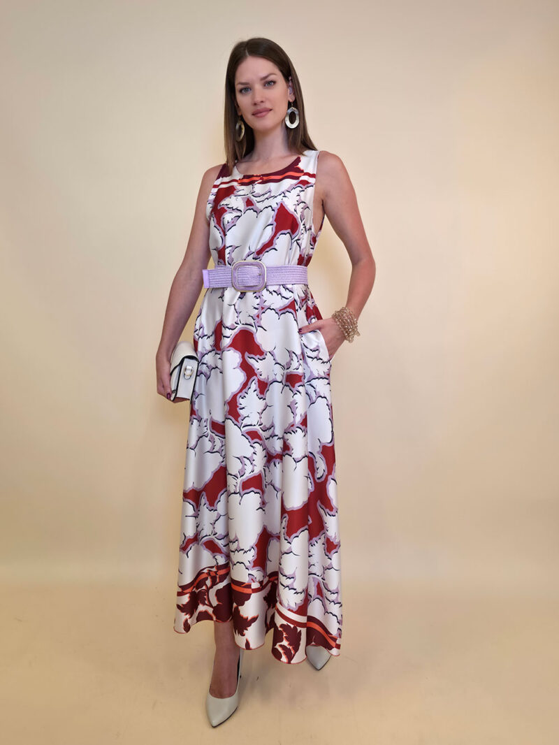 Haljina 60 Cecilia - saten print - india red