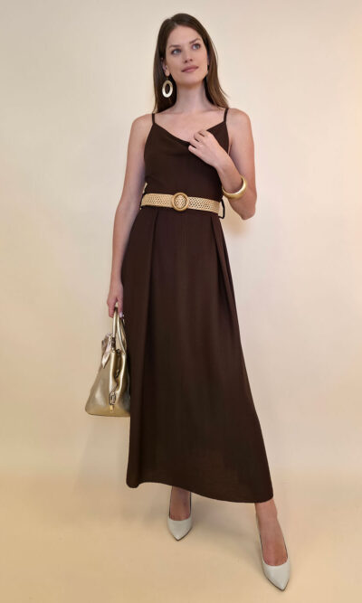 Haljina+remen 46 Jeanerette - viscose UN - brown