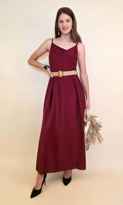 Haljina+remen 46 Jeanerette - viscose UN - burgundy