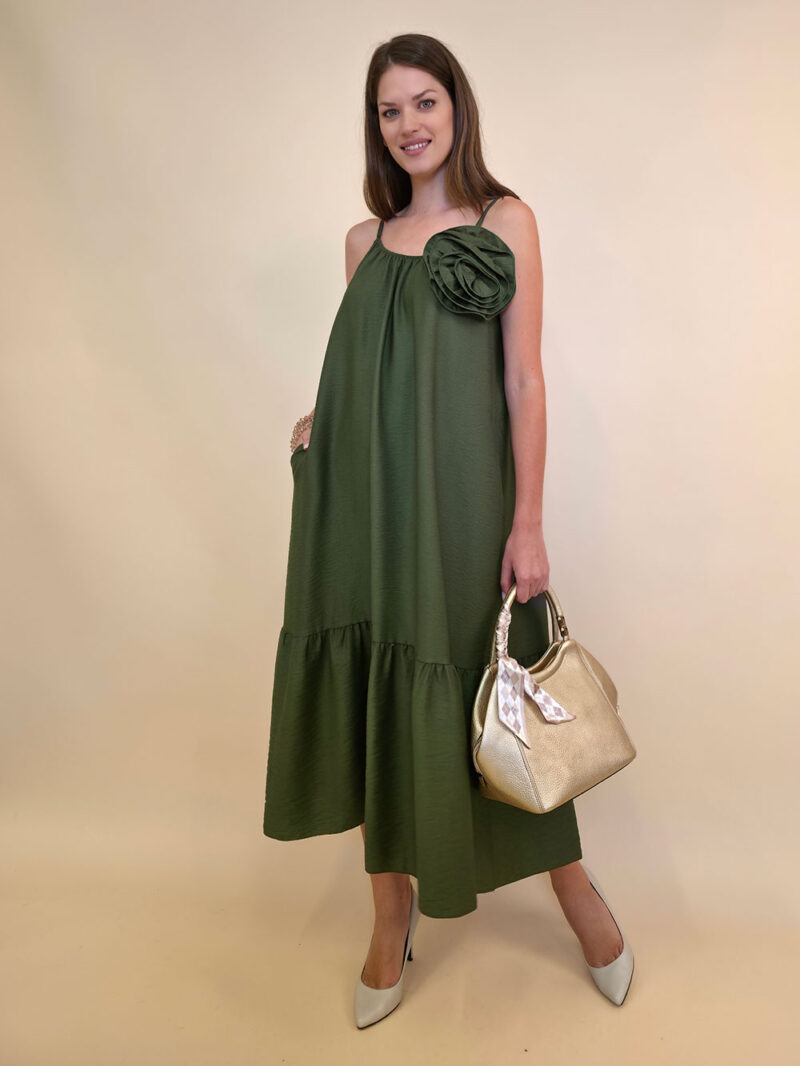 Haljina+broš ruža 48 Amory - viscose UN - military
