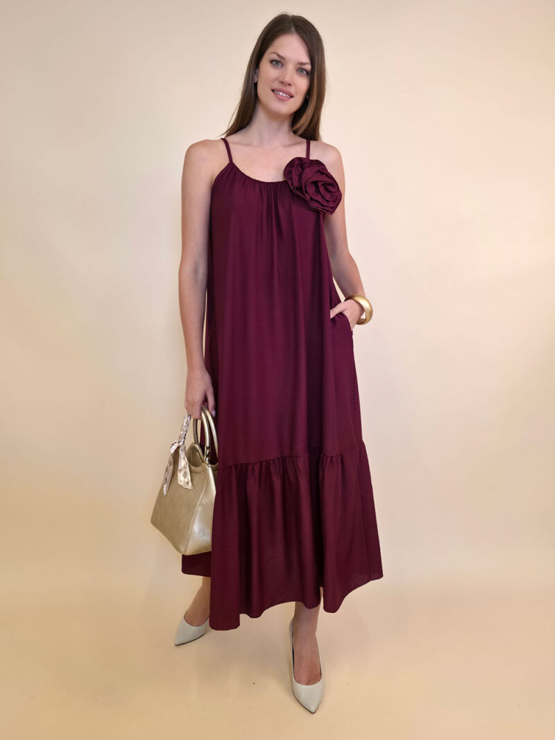 Haljina+broš ruža 48 Amory - viscose UN - burgundy