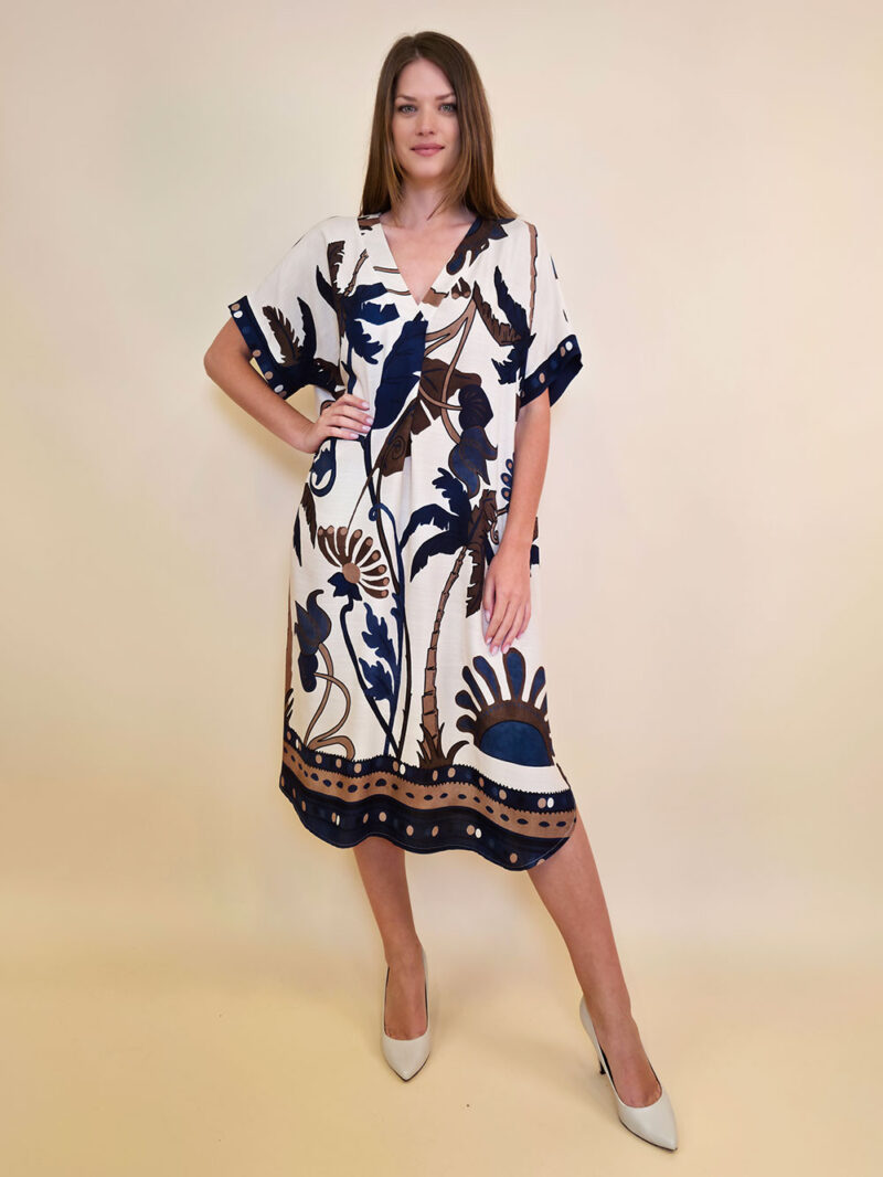 Haljina 56 Hammond - viscose print palme - navy