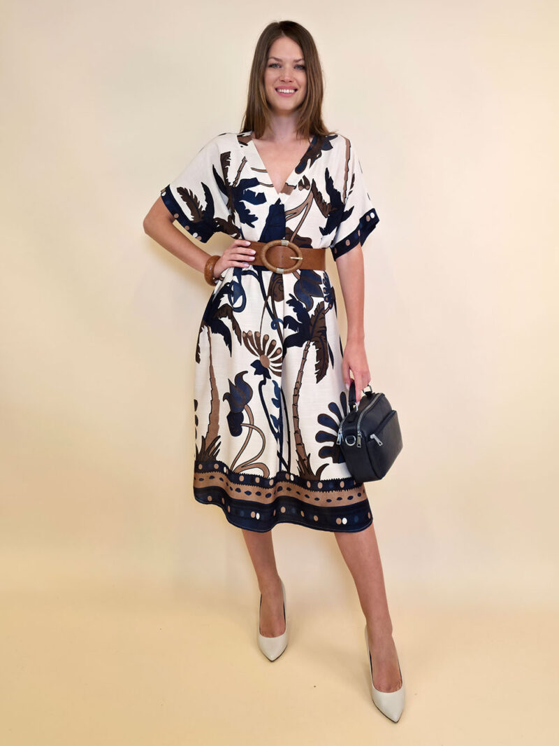 Haljina 56 Hammond - viscose print palme - navy