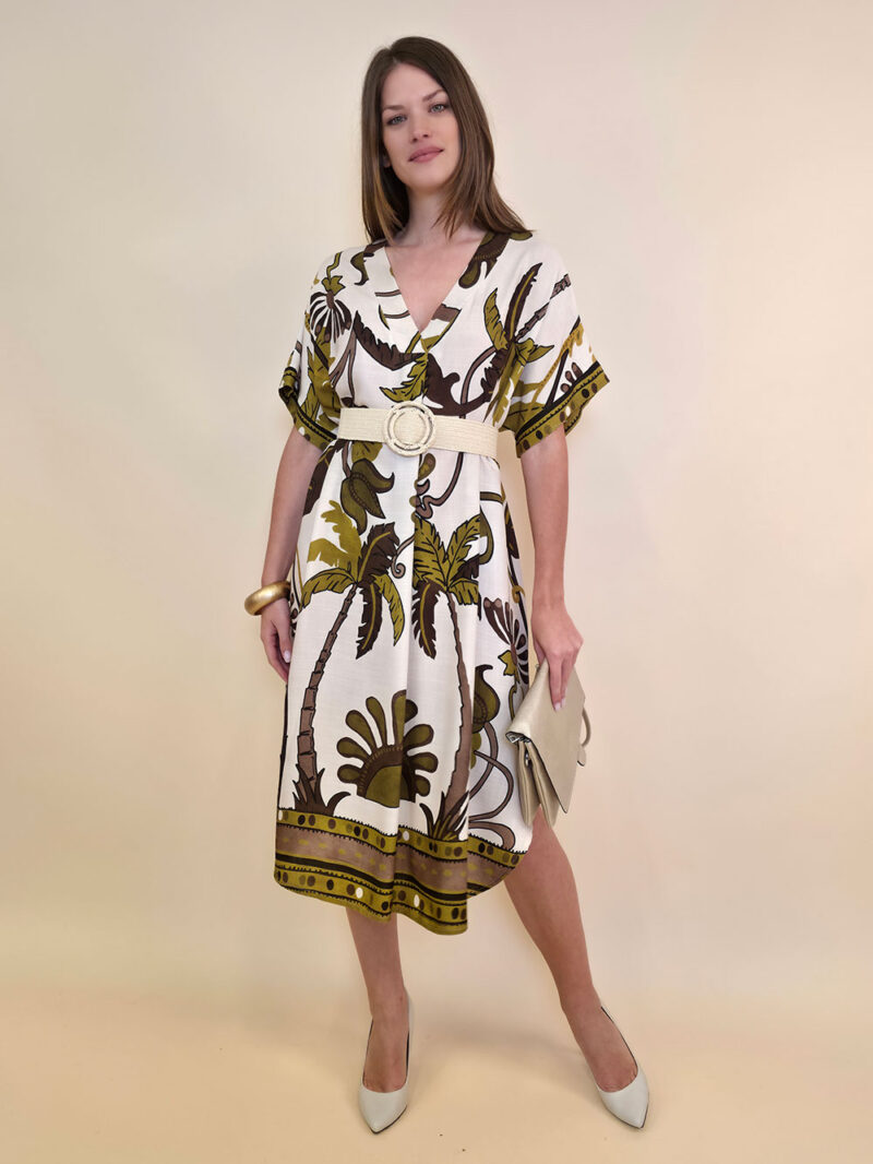 Haljina 56 Hammond - viscose print palme - olive