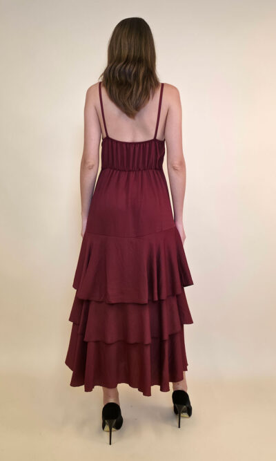Haljina 48 Laurel - viscose UN 3 volana - burgundy