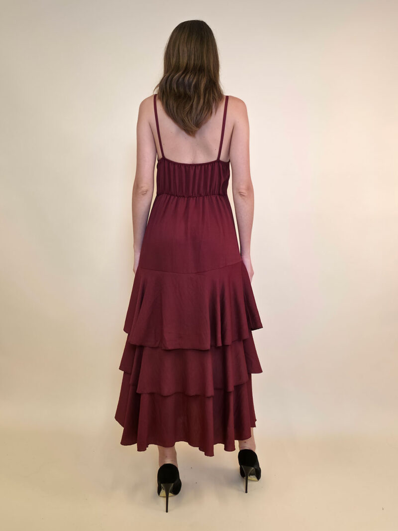 Haljina 48 Laurel - viscose UN 3 volana - burgundy