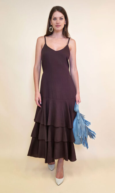 Haljina 48 Laurel - viscose UN 3 volana - brown