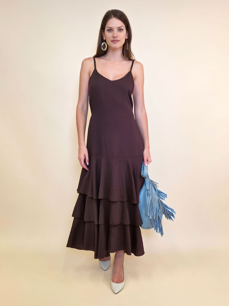 Haljina 48 Laurel - viscose UN 3 volana - brown