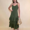 Haljina 48 Laurel - viscose UN 3 volana - military