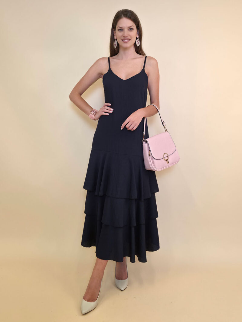 Haljina 48 Laurel - viscose UN 3 volana - navy