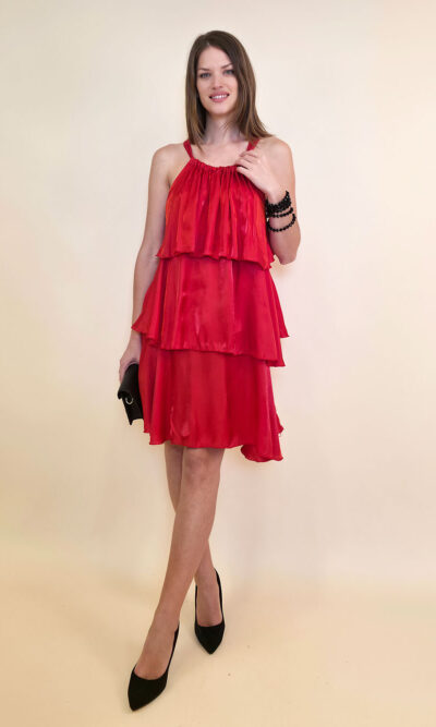 Haljina 48 Buton Rouge - viscose UN shiny - red