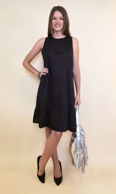 Haljina 40 Louisiana - cotton poplin UN mašna leđa - black