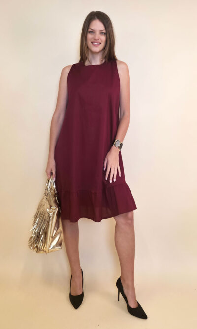 Haljina 40 Louisiana - cotton poplin UN mašna leđa - burgundy