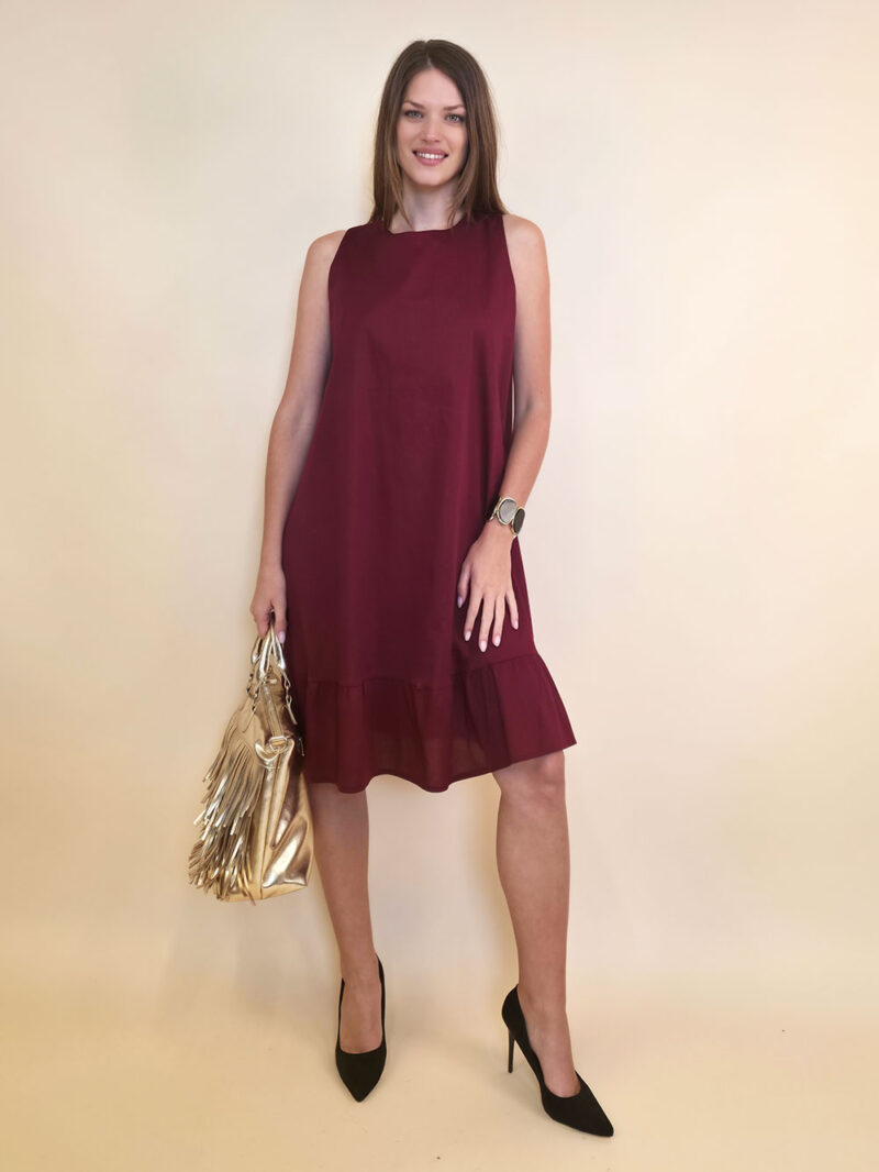 Haljina 40 Louisiana - cotton poplin UN mašna leđa - burgundy