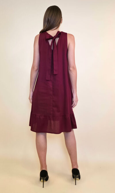 Haljina 40 Louisiana - cotton poplin UN mašna leđa - burgundy