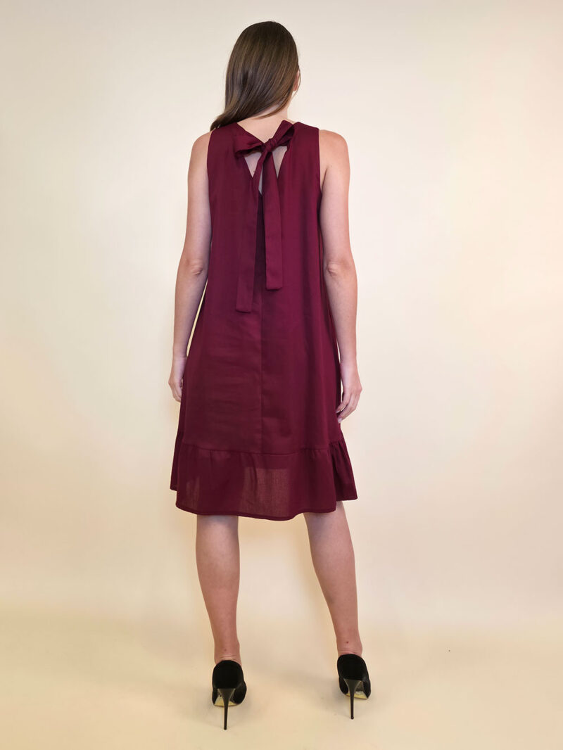 Haljina 40 Louisiana - cotton poplin UN mašna leđa - burgundy