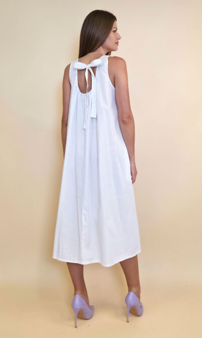 Haljina 44 Georgia - cotton UN mašna leđa - white